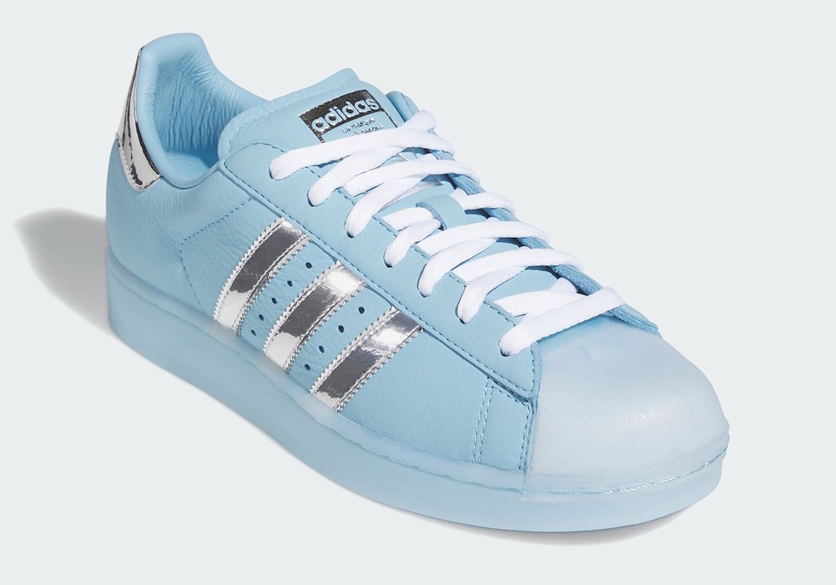 adidas Superstar Cold Blooded side angle showing blue upper