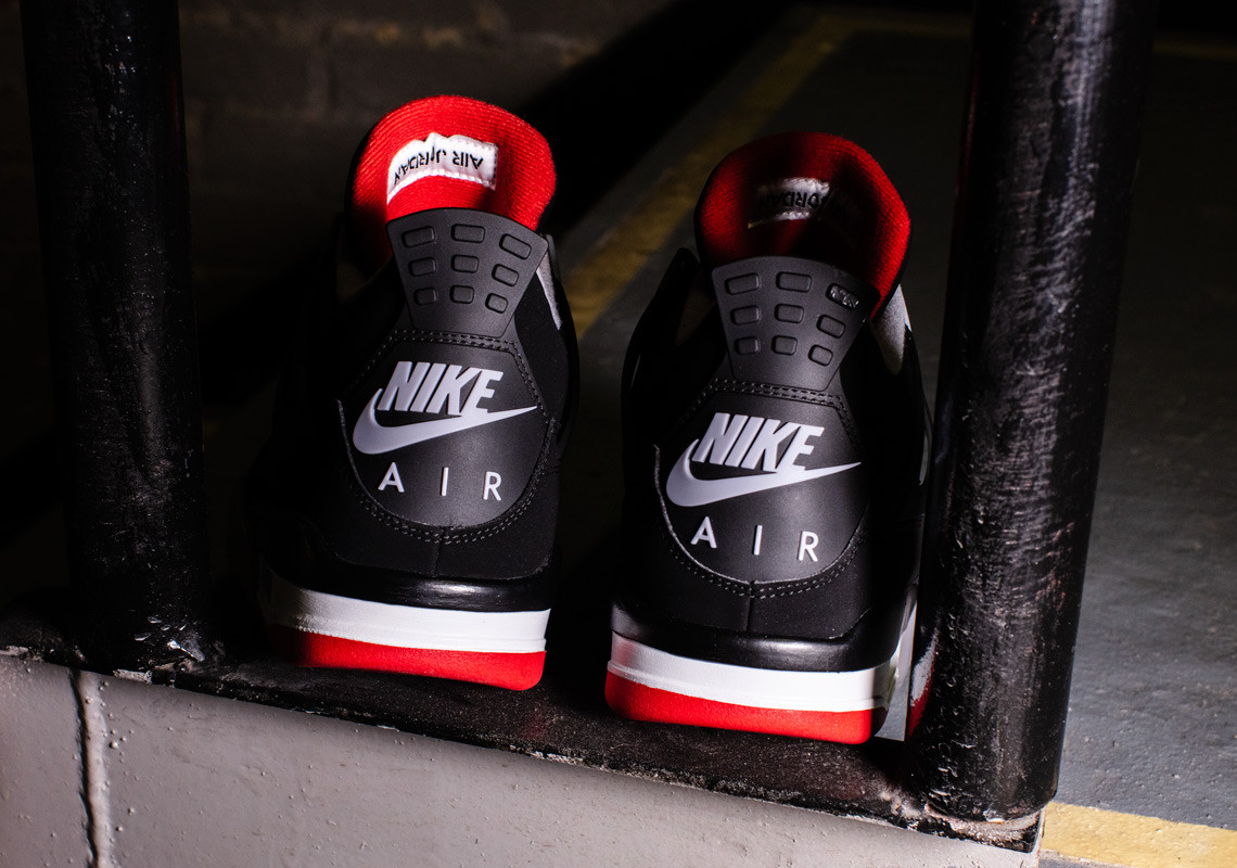 Air Jordan 4 Bred 2019 308497-060 full shoe profile with Nike Air heel