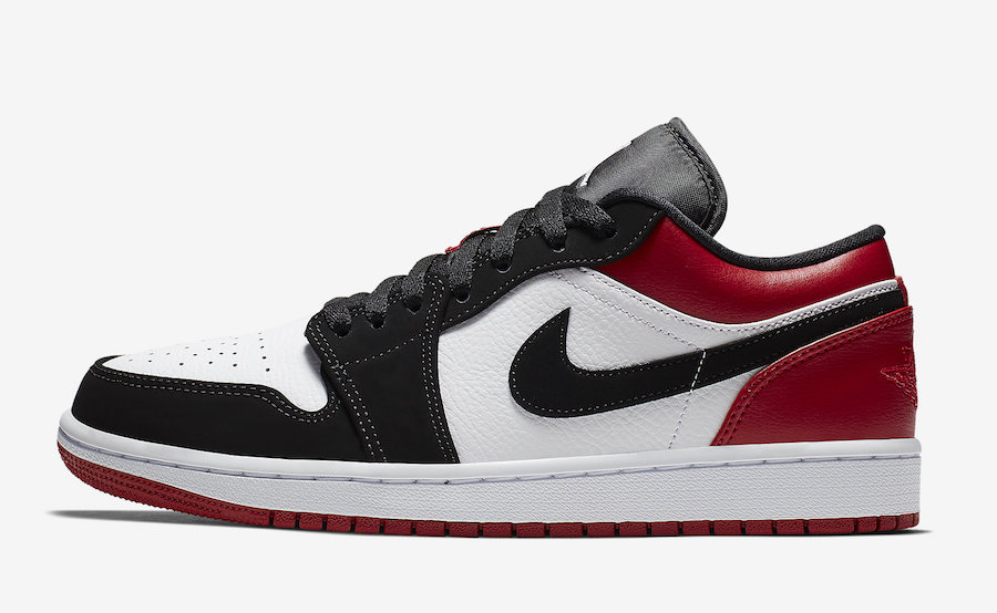 Air Jordan 1 Low Black Toe 553558-116 side profile view