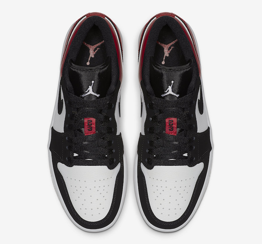 Air Jordan 1 Low Black Toe 553558-116 top-down view showing color blocking