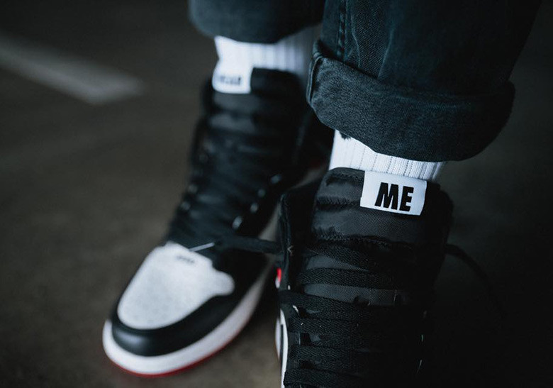 Air Jordan 1 Not For Resale tongue PLEASE CREASE detail