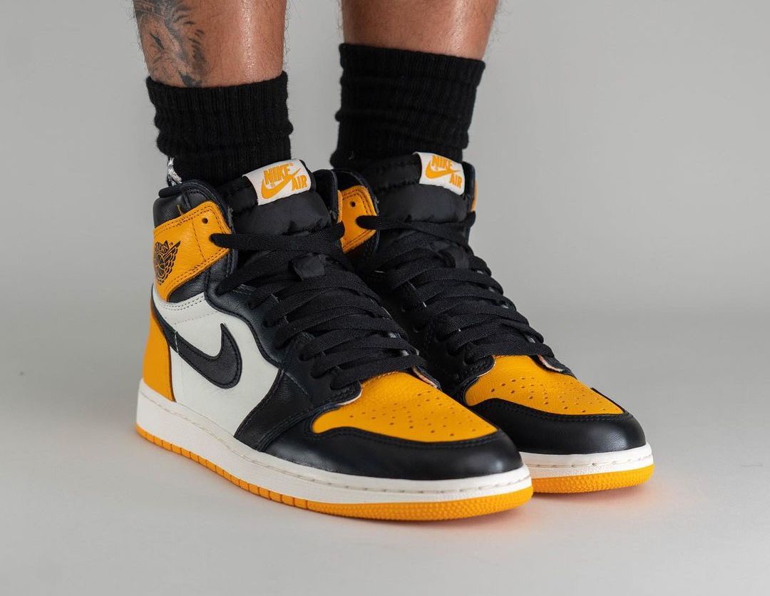Air Jordan 1 Yellow Toe on feet front