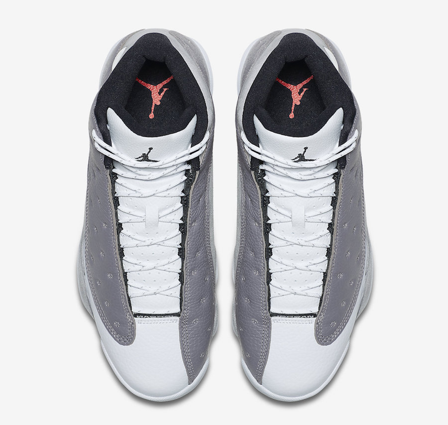 Air Jordan 13 Atmosphere Grey 414571-016 heel with holographic eye detail