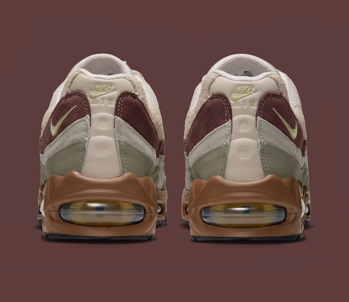 Nike Air Max 95 Suede top-down showing olive lace area