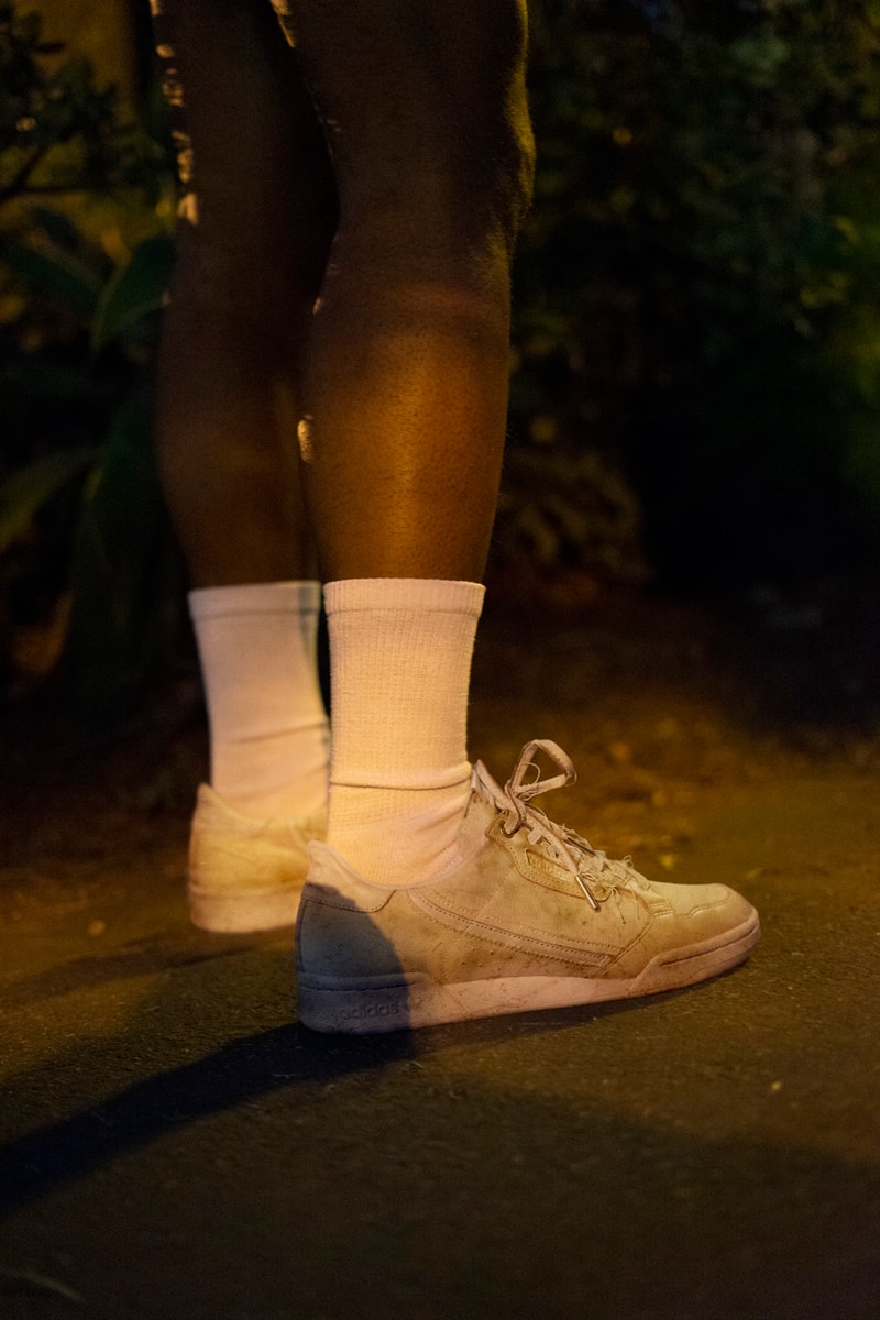 Donald Glover x adidas Nizza paint splatter worn look