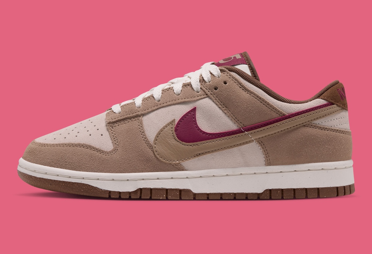 Nike Dunk Low Double Swoosh Khaki front view showing dual Swoosh detail