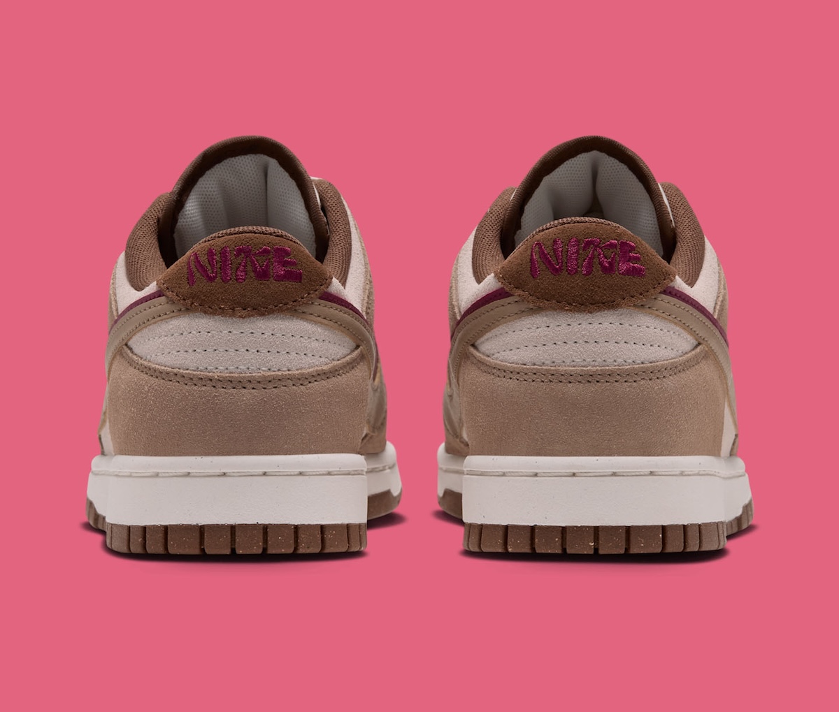 Nike Dunk Low Double Swoosh Khaki heel tab with Nike embroidery
