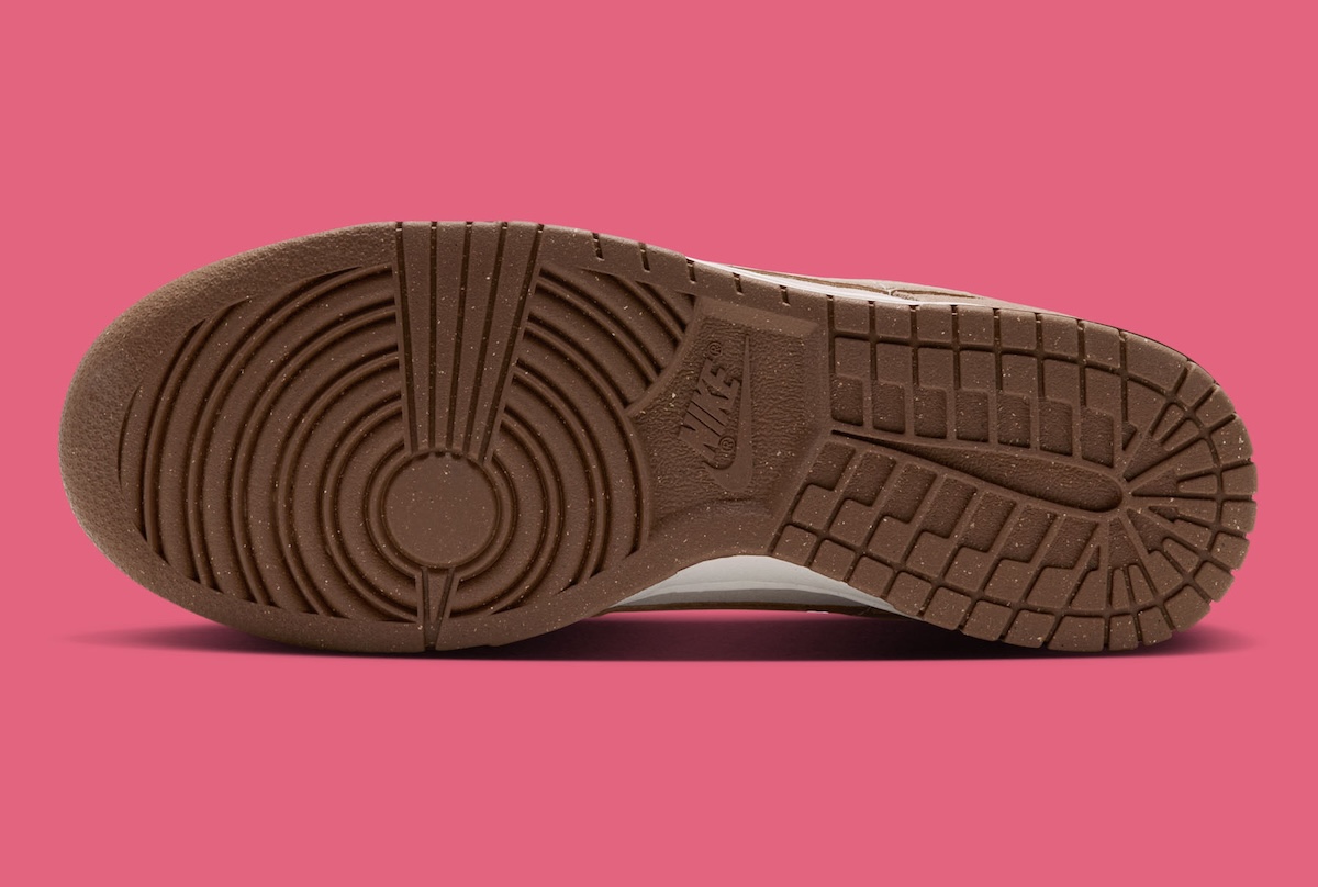 Nike Dunk Low Double Swoosh Khaki tongue label with Team Red accent
