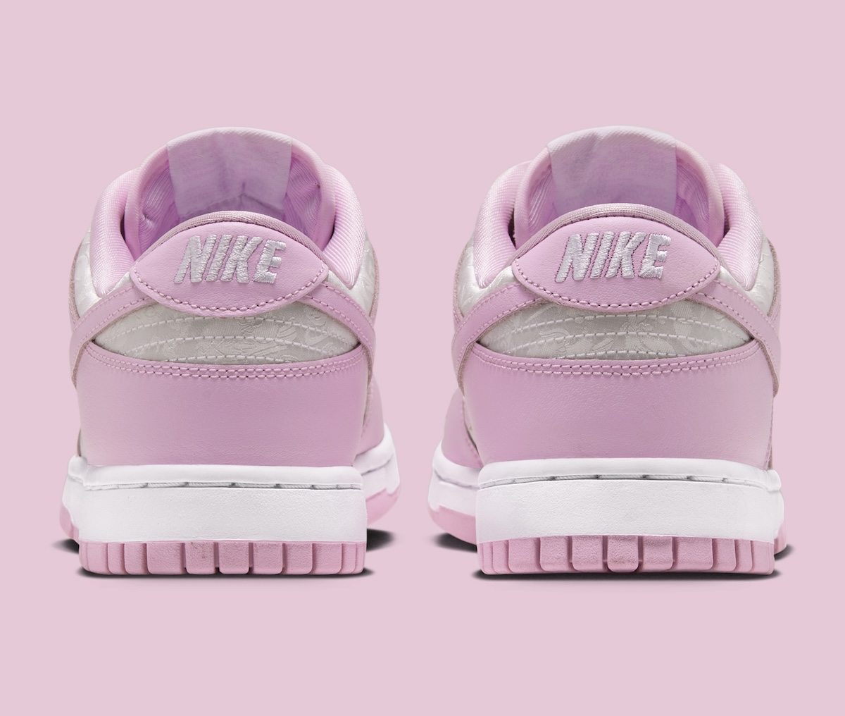 Nike Dunk Low Pink Foam heel detail with embroidered Nike branding