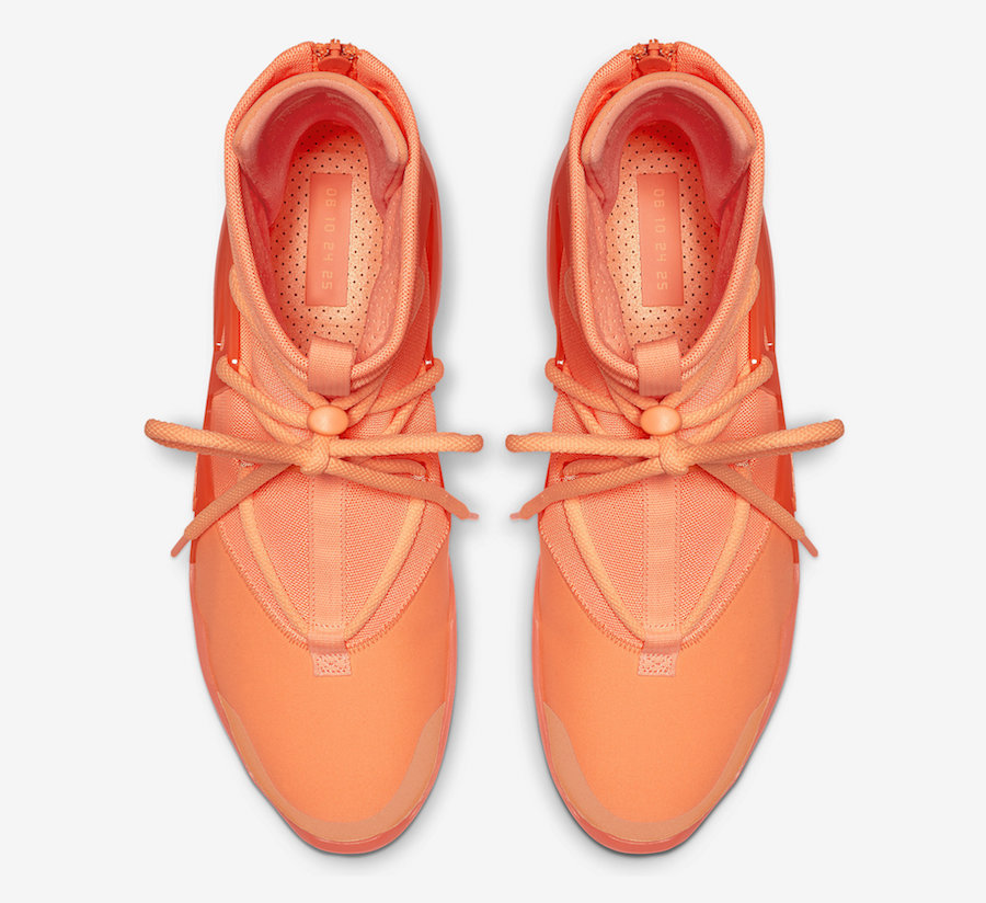 Nike Air Fear of God 1 Orange Pulse AR4237-800 top-down view