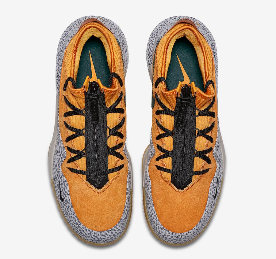 Nike LeBron 16 Low Safari heel view showing Air Max unit and gum outsole