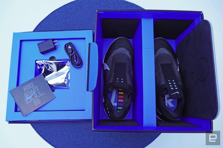 Nike Adapt BB unboxing open box with charging accessories
