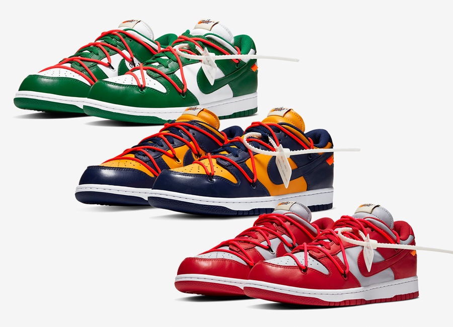 Off-White x Nike Dunk Low collection all three colorways