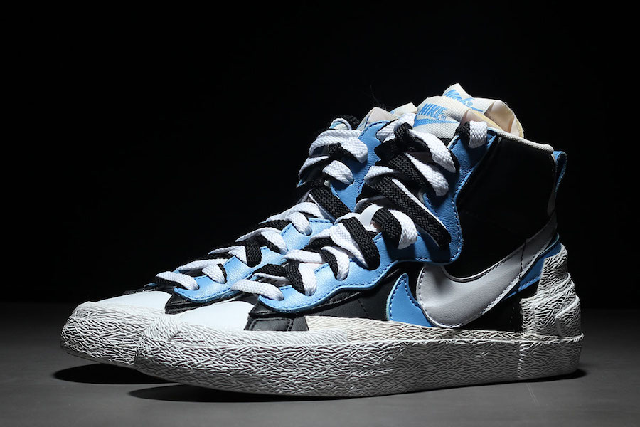 Sacai x Nike Blazer Mid detailed view layered design