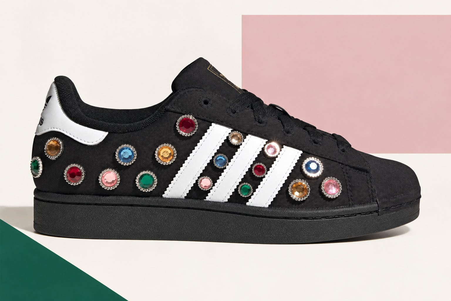 adidas Superstar Jewel KJ7705 full shoe with multicolored gemstones