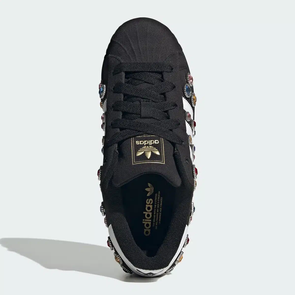 adidas Superstar Jewel KJ7705 lateral side with colorful gemstone details