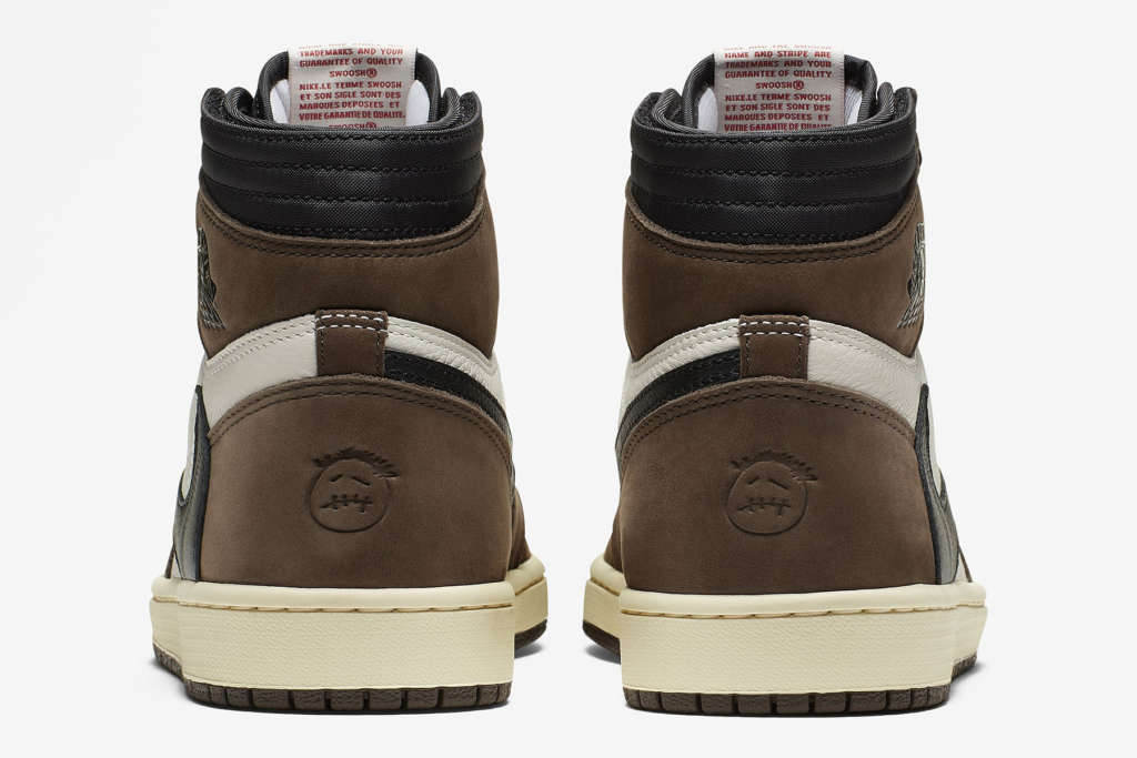 Travis Scott x Air Jordan 1 Retro High OG side profile reversed swoosh