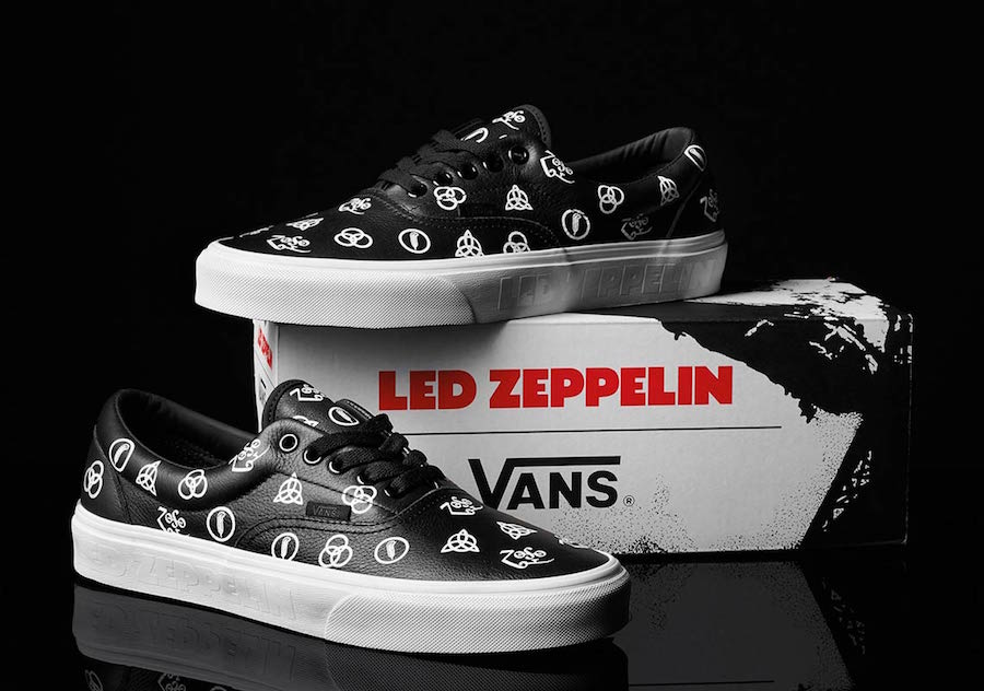 Vans x Led Zeppelin Era close-up showing band member symbols in white print