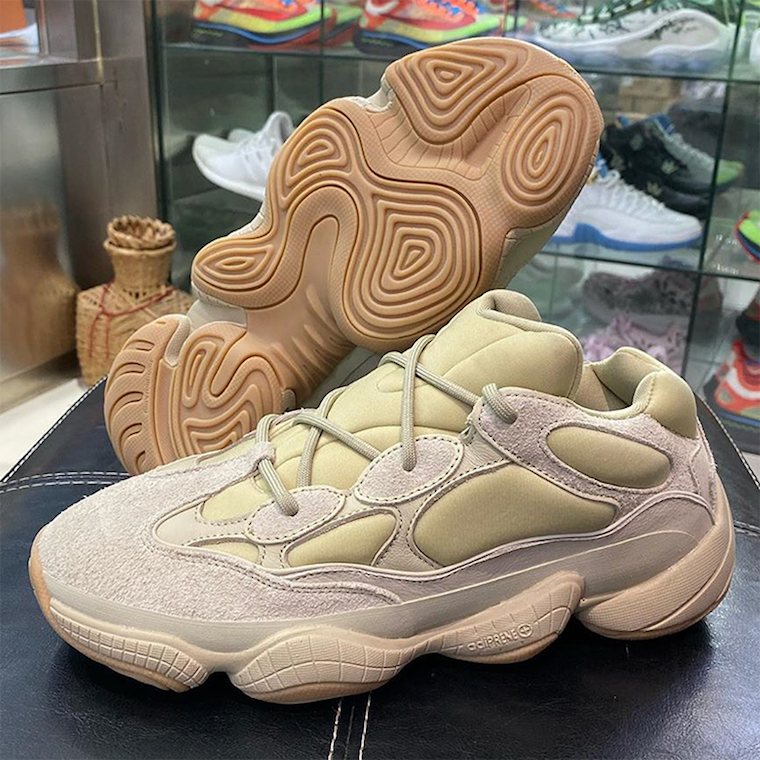 Yeezy 500 Stone on feet side profile